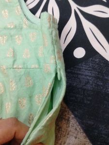 Light Green Blouse with Gold Print