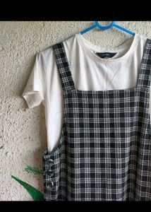 Checkered Pinafore Dress🖤🤍