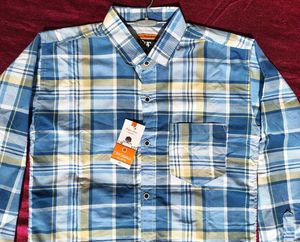 Men's Blue Plaid Casual Shirt
