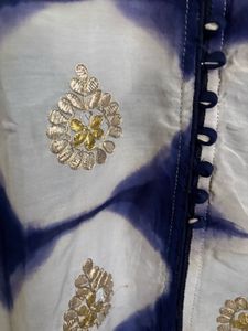 Blue &amp; White Tie-Dye Kurta Set