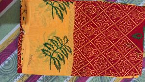 Vibrant Red &amp; Yellow Saree