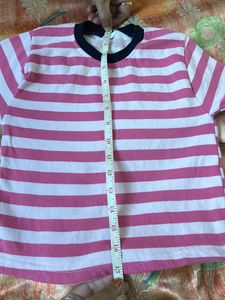 Brand New Pink N White Striped 2 To 4 Yrs Kid Tee