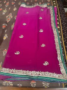 purple pink saree