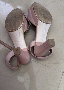 Pink platform block heel
