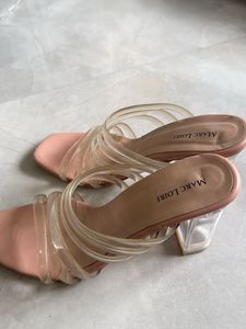 Marc Loire Pink Square Toe Slide Sandals