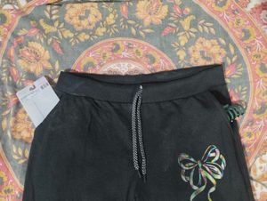 Black Joggers with Bow Detail