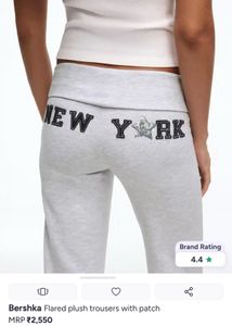 Light Grey Flared Plush Trousers