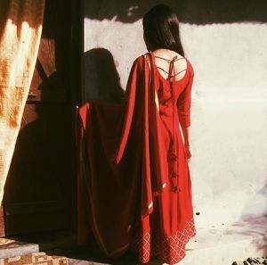 Elegant Red Kurta Set with Dupatta (no Pant)