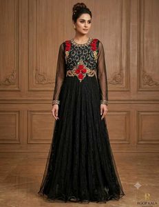 Elegant Black Embroidered Gown