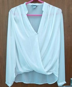H&amp;M Sheer V-Neck Blouse