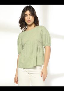 Stylish Puff Sleeve Textured Top