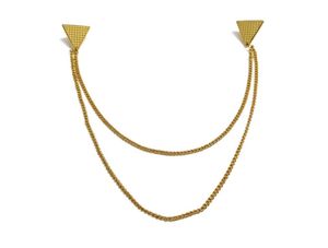 Gold Chain Collar Brooch with Triangle Design