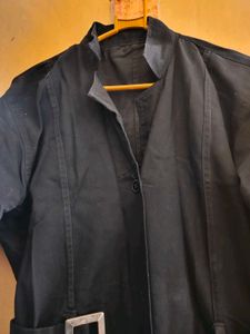 Elegant Black Maxi Trench Coat