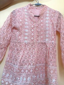 Elegant Pink Embroidered Kurta (never worn)