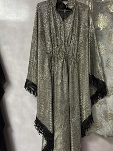 Sparkling silver Black  Kaftan Gown
