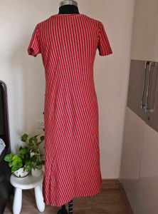Stylish Red Striped Dress