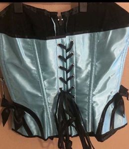 Aqua Blue Satin Corset Top