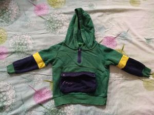 Boys' Green Color Block Hoodie