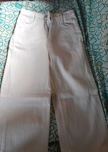 Cream Wide Leg Jeans