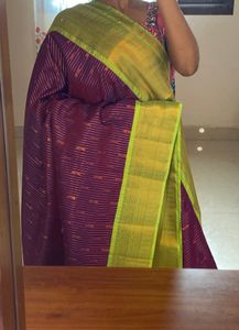 🪻Brinjal Purple with green border Saree🪻
