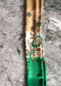 Elegant Green &amp; Gold Floral Saree