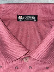 Men's Pink Printed Polo T-Shirt