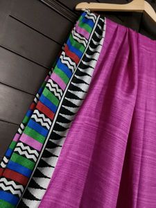 Dark Pink Bhagalpuri Tussar Silk Dupatta