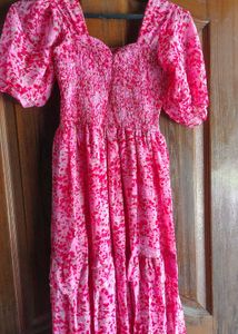 Pink Floral Smocked Dress
