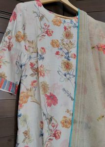 Women Floral Printed Linen Suit Set