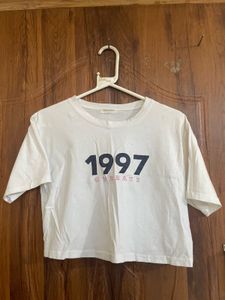 White Crop Top with "1997" Graphic