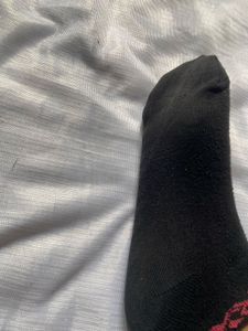 Black Ankle Socks with Pink Logo