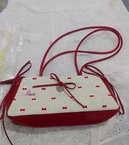 savana Charming Red & White Bow Pattern Handbag