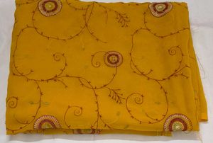 Saree yellow embroidery work latest design