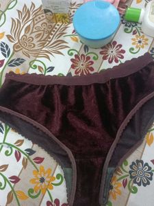 Plush Velvet Briefs with Lace Trim