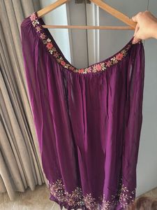 Purple Embroidered Ethnic Gown Set with Shrug