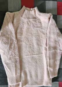 Cozy Pink Fuzzy Mock Neck Sweatshirt