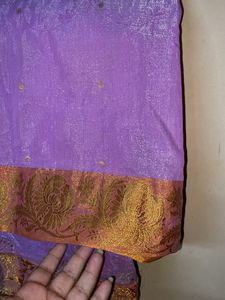 Lavender Saree with Gold Border