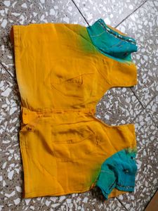 Yellow & Blue Saree Blouse