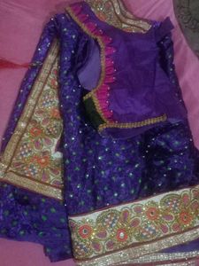 Exquisite Purple mirror work saree with designer b