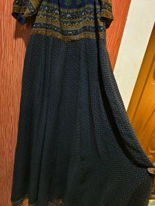 Elegant Blue Printed Maxi Dress