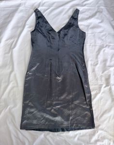 Sleek Satin V-Neck Mini Dress