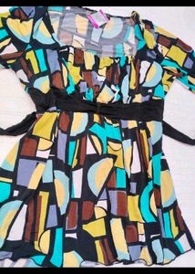 Colorful Geometric Print Tunic Top