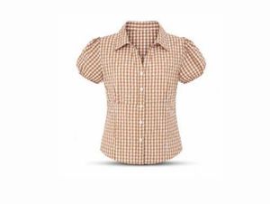 Brown Gingham Puff Sleeve Top