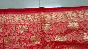 Red Banarasi Silk Saree with Blouse