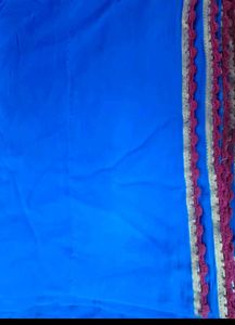 Blue Saree  Pink &amp; Gold Border with blouse✨️✨️