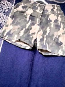 Camo Denim Shorts