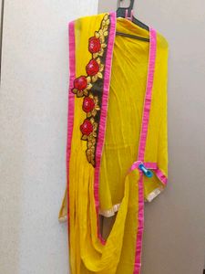 Vibrant Yellow Embroidered Kurta set(3 piece )
