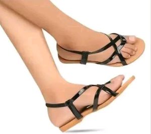 Stylish Black Strappy Flat Sandals
