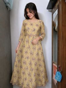 Elegant Yellow Floral Maxi Dress