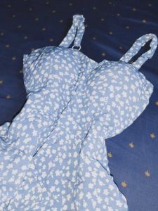 Cute Blue Floral Padded Top